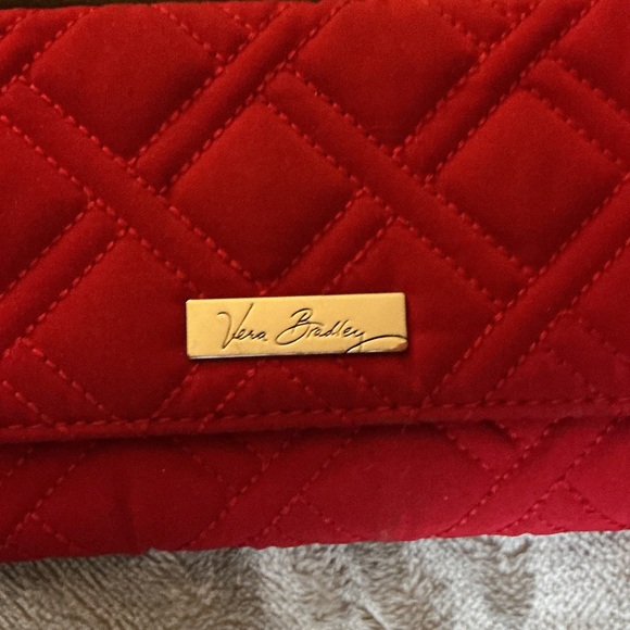 Vera Bradley Quilted Red Wallet with Gold Plaque - Picture 2 of 4